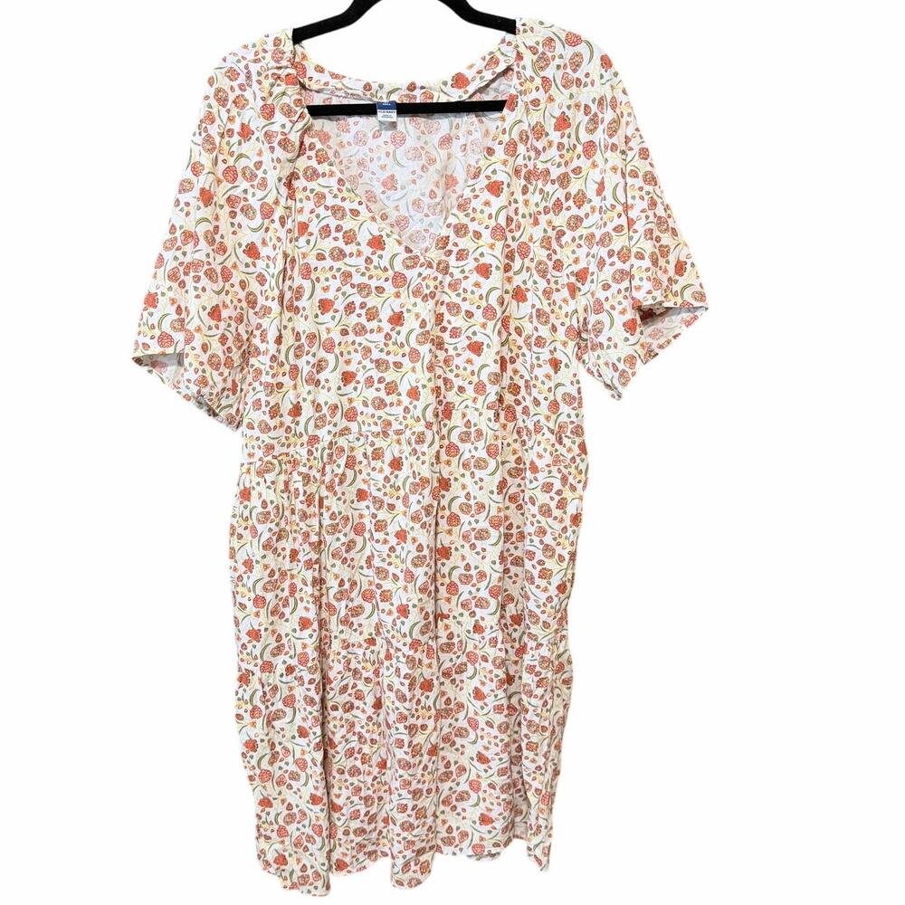 Old Navy Floral Midi Dress XL Tall Puff Sleeve Tiered Cottagecore Autumn romance